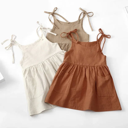 Summer Toddler Solid Cotton Sleeveless Dress - infant2eleven