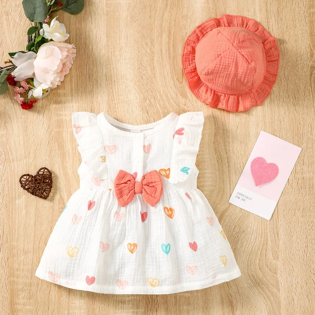 Newborn Love Print Dress Set with Hat - infant2eleven