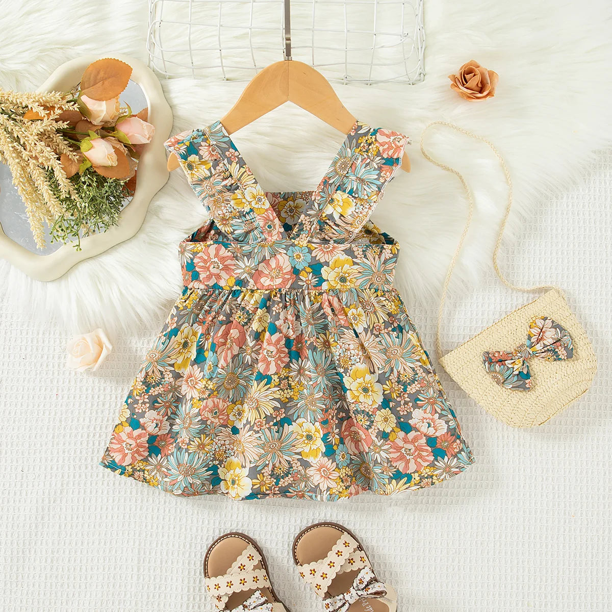 Floral Baby Girl Dress Set with Bag - infant2eleven