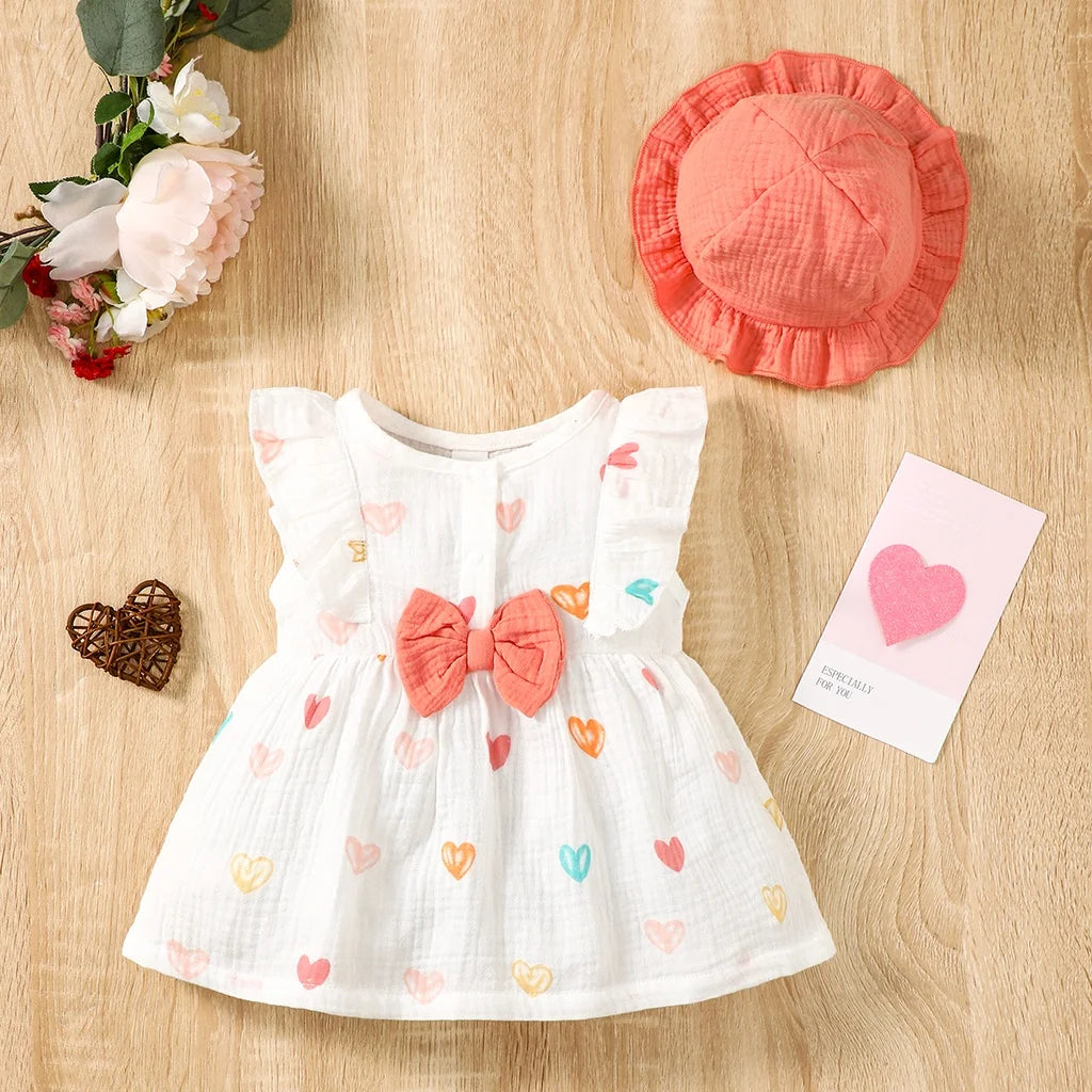 Newborn Love Print Dress Set with Hat - infant2eleven