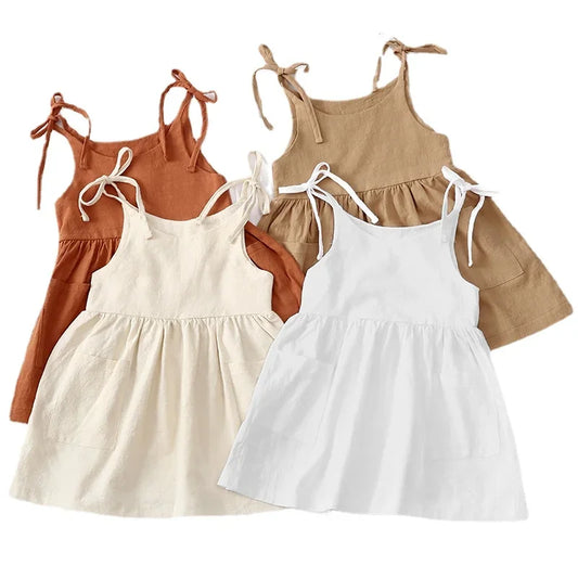 Summer Toddler Solid Cotton Sleeveless Dress - infant2eleven