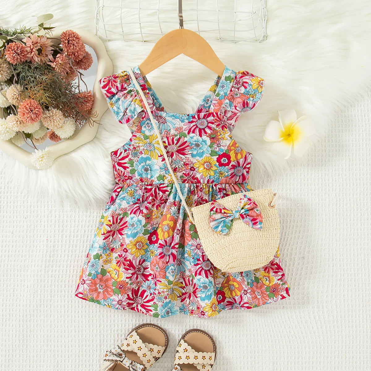 Floral Baby Girl Dress Set with Bag - infant2eleven