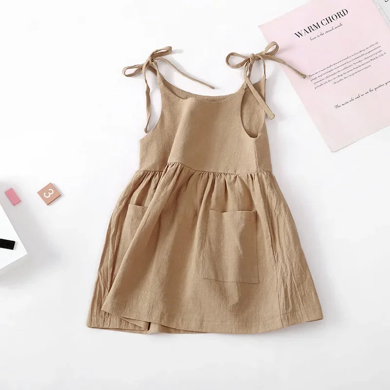 Summer Toddler Solid Cotton Sleeveless Dress - infant2eleven