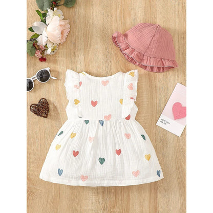 Newborn Love Print Dress Set with Hat - infant2eleven