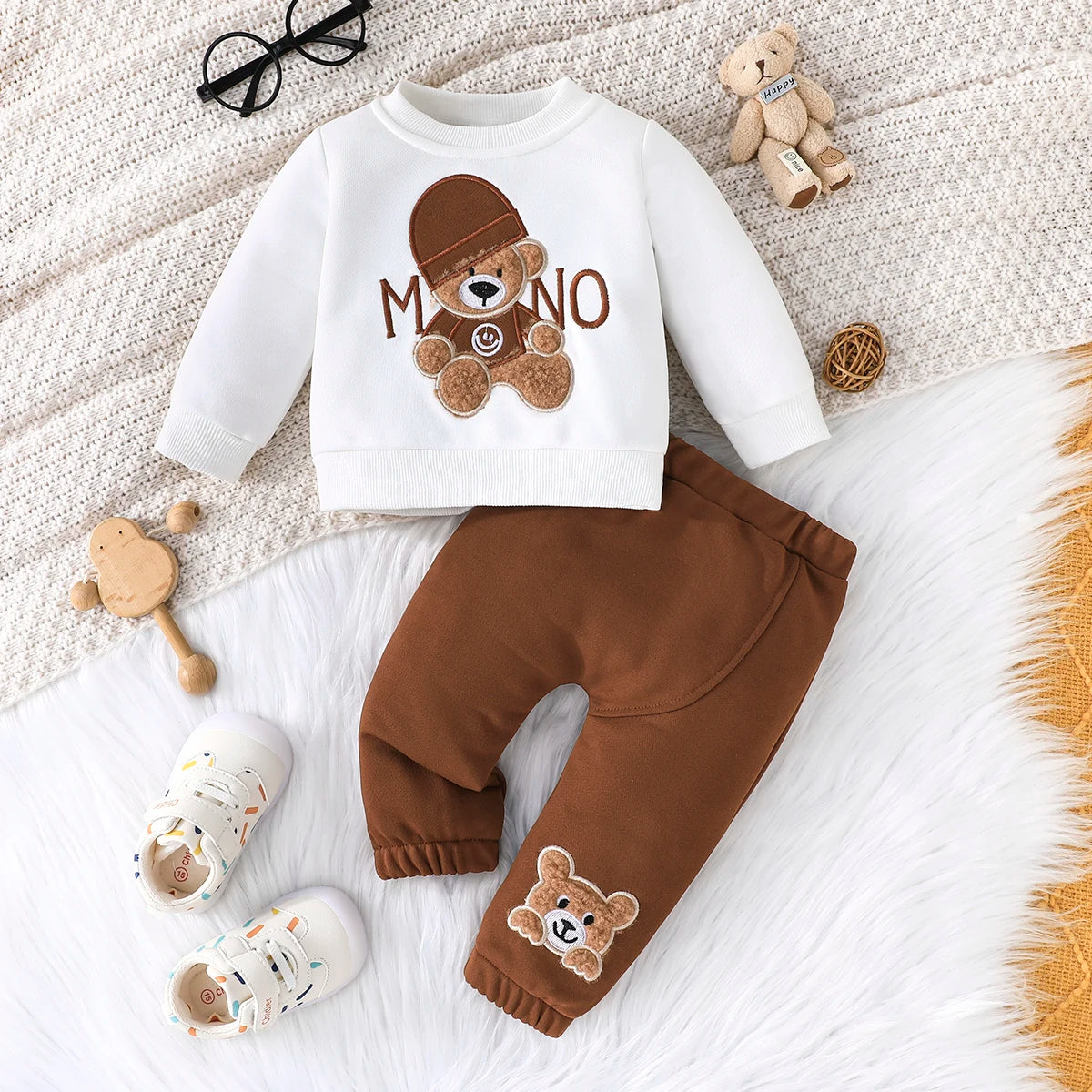 Cartoon Bear Long Sleeve Outfit ( Infant/Toddler) - infant2eleven