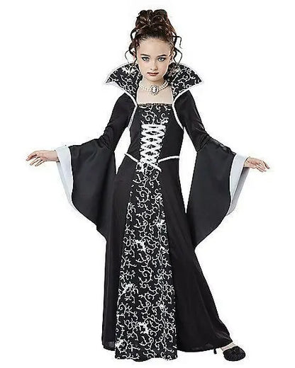 Girls Halloween Fantasy Vampire Costume (Long Tutu Gothic Dress) - infant2eleven