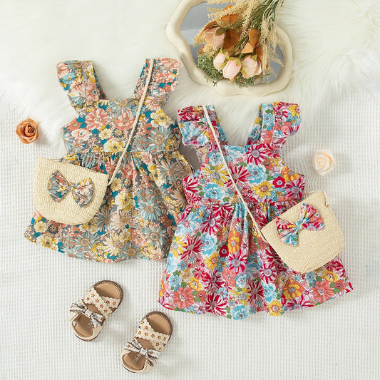 Floral Baby Girl Dress Set with Bag - infant2eleven