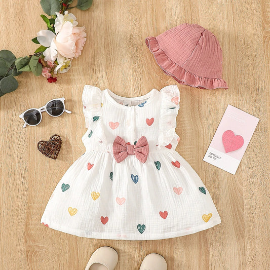 Newborn Love Print Dress Set with Hat - infant2eleven