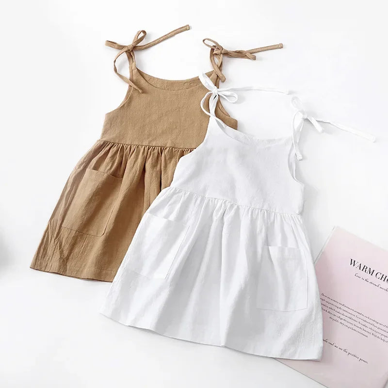 Summer Toddler Solid Cotton Sleeveless Dress - infant2eleven