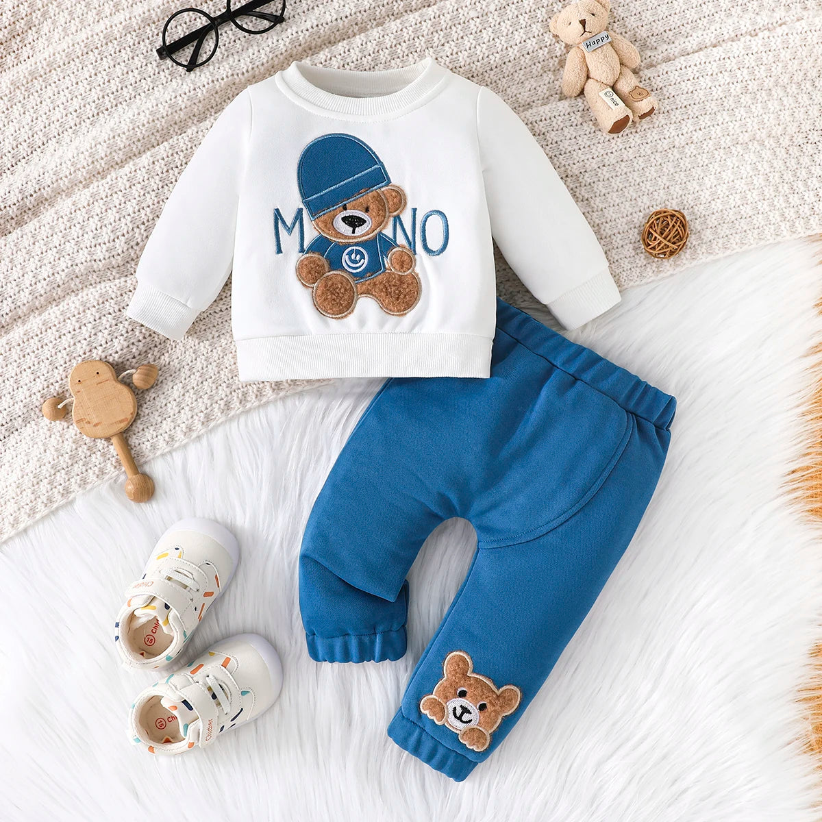 Cartoon Bear Long Sleeve Outfit ( Infant/Toddler) - infant2eleven