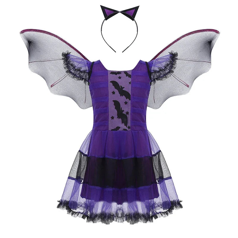 Girls Halloween Fantasy Vampire Costume (Long Tutu Gothic Dress) - infant2eleven