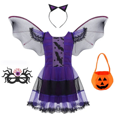 Girls Halloween Fantasy Vampire Costume (Long Tutu Gothic Dress) - infant2eleven
