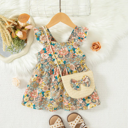 Floral Baby Girl Dress Set with Bag - infant2eleven