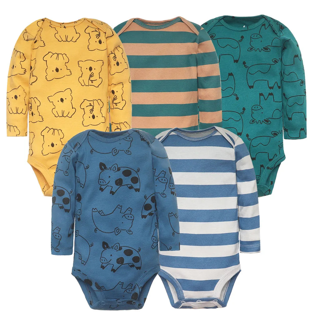 100% Cotton Newborn Cartoon Jumpsuits (5 Piece ) - infant2eleven