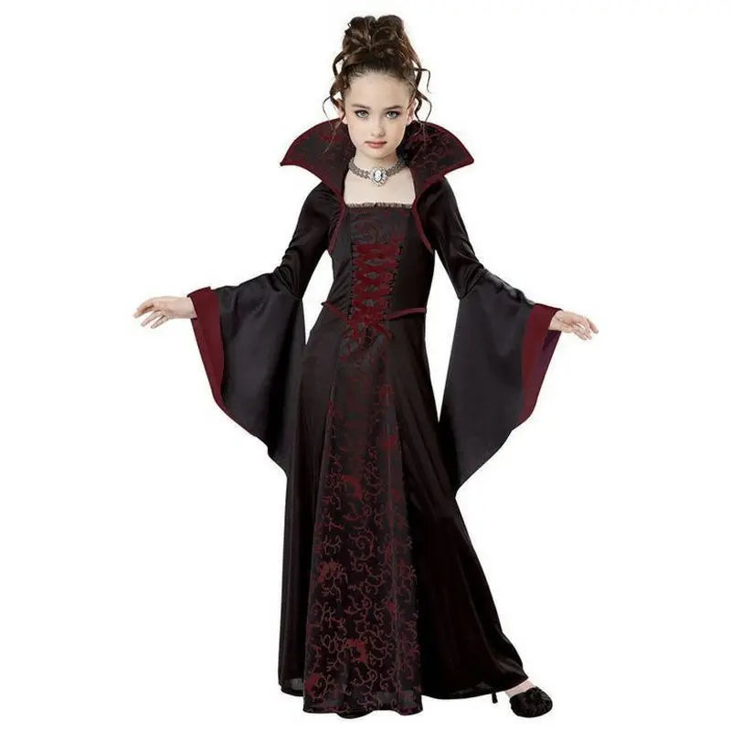 Girls Halloween Fantasy Vampire Costume (Long Tutu Gothic Dress) - infant2eleven