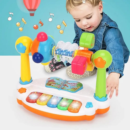 Rotating Music Piano Keyboard With Light Sound - infant2eleven