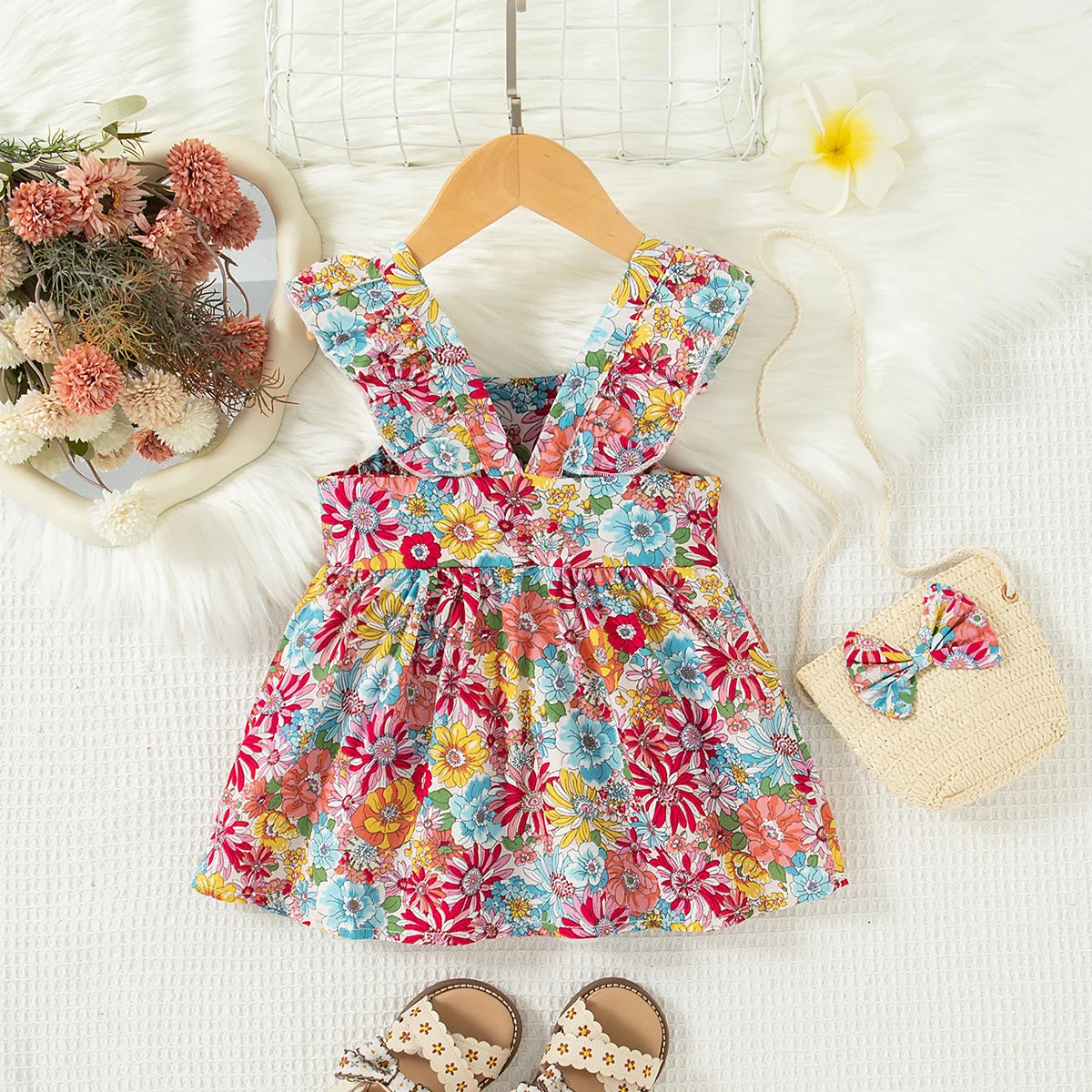 Floral Baby Girl Dress Set with Bag - infant2eleven