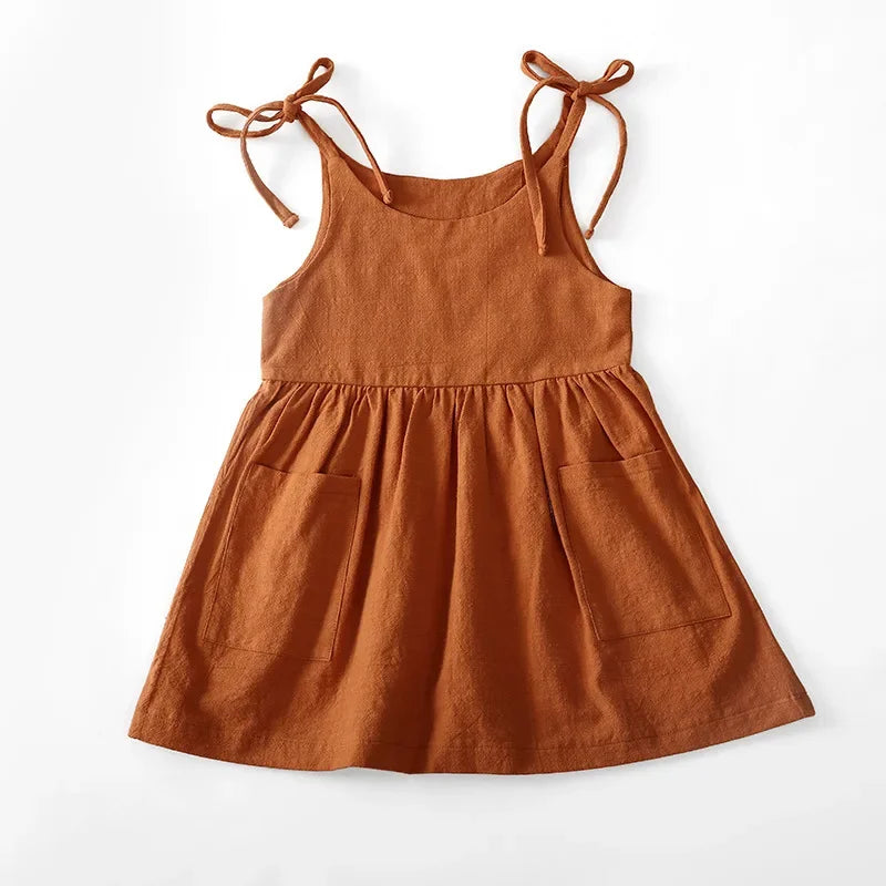 Summer Toddler Solid Cotton Sleeveless Dress - infant2eleven