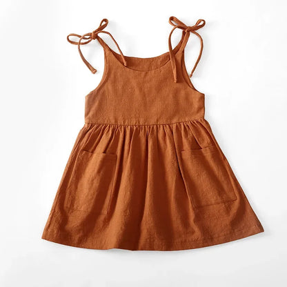 Summer Toddler Solid Cotton Sleeveless Dress - infant2eleven